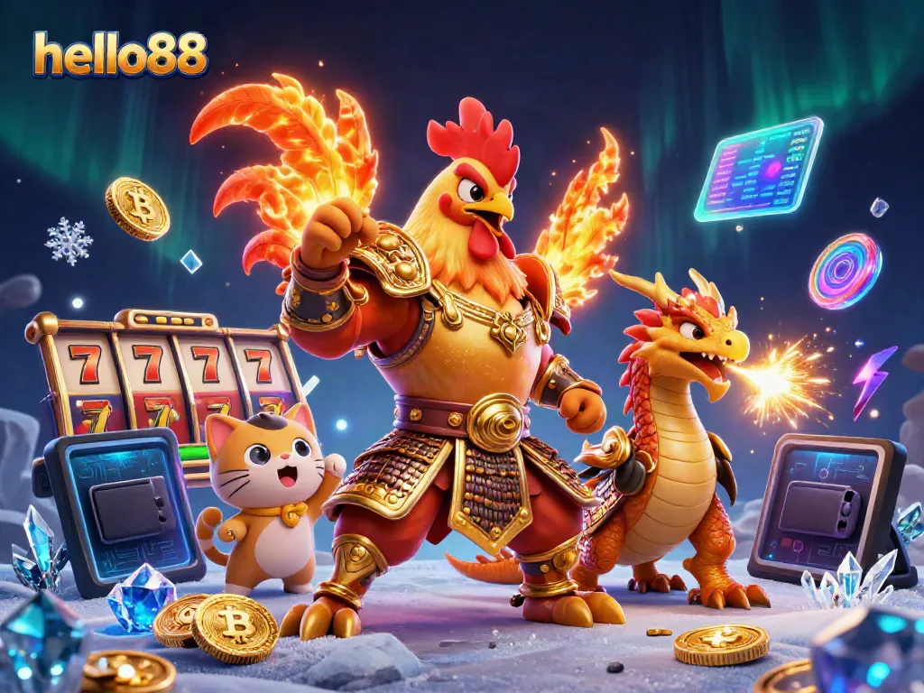 Experience thrilling jackpots with hello88 in a rich casino scene featuring dynamic characters.