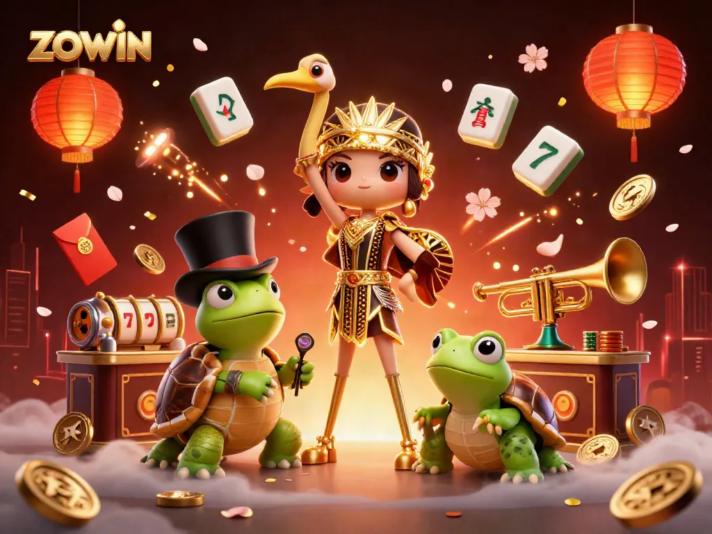 ZOWIN enhances gameplay at a vibrant speakeasy with cartoon characters and dynamic gaming elements.