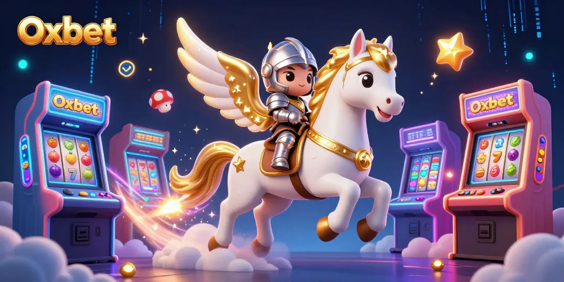Engage with stunning gameplay at Oxbet, featuring a celestial knight and vibrant casino elements.