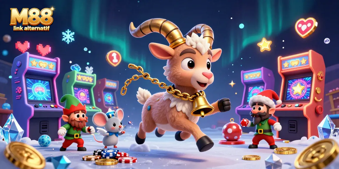 Experience thrilling gaming with M88 link alternatif amidst lively characters and captivating casino decor.