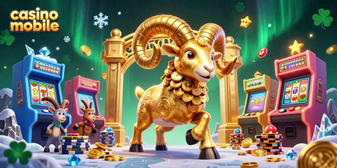 Engage with the vibrant casino mobile experience featuring a golden ram amidst dynamic gaming elements.