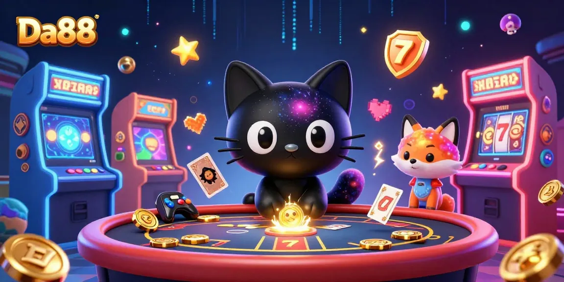 Experience the cosmic charm of Da88 as a black hole cat wins big at the casino.