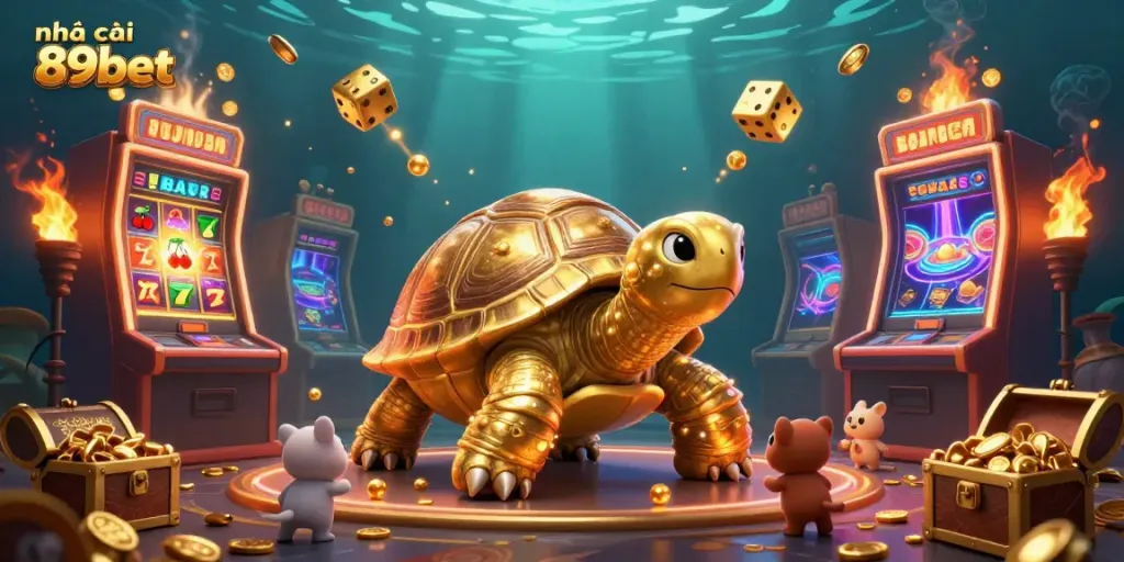Experience thrilling gaming with nhà cái 89bet in a vibrant illustration filled with jackpots.