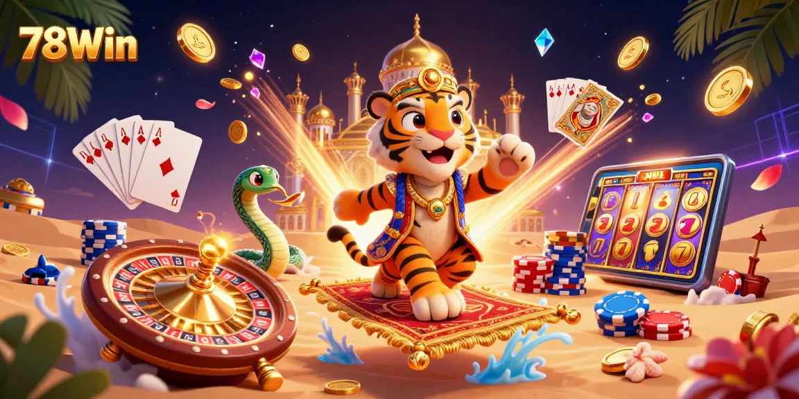 Experience the thrill of winning with 78Win's dynamic casino adventure featuring vibrant 3D characters.