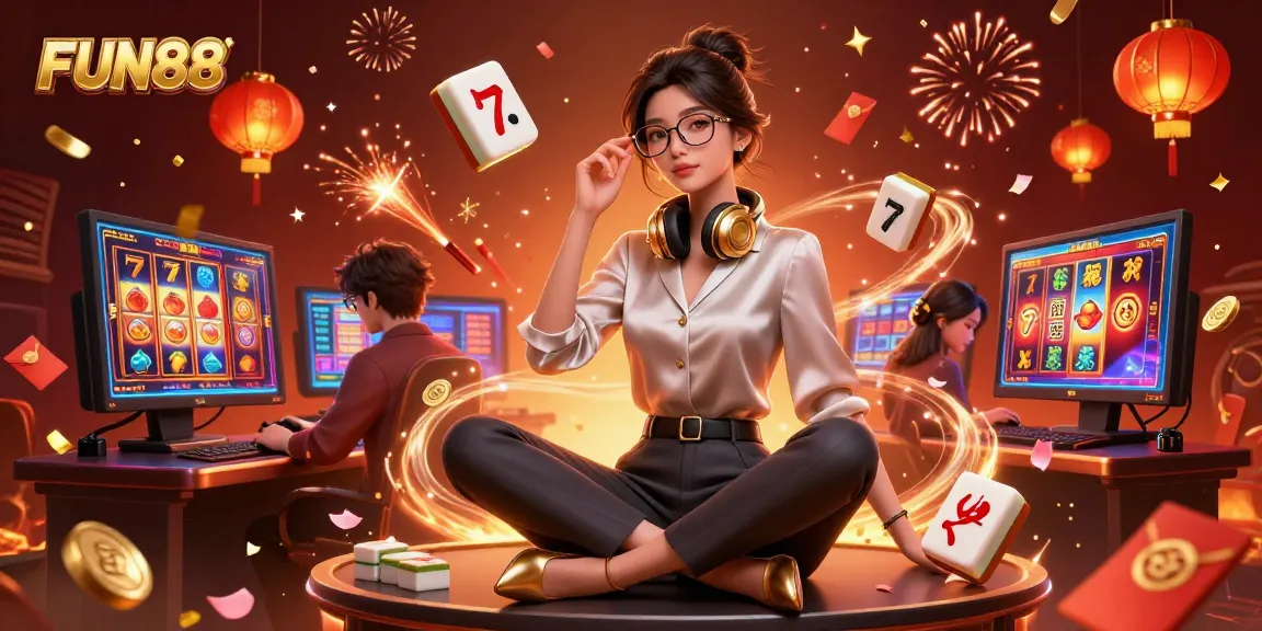 Experience exciting games at FUN88, showcasing an Asian woman at a dynamic casino setup.