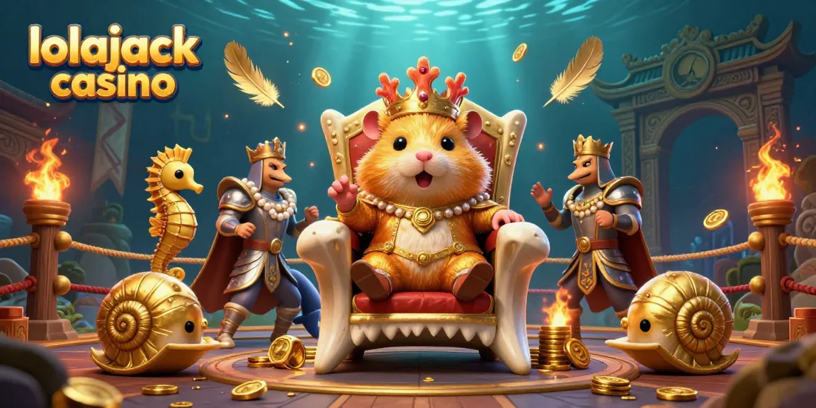 Join the fun at lolajack casino with a vibrant underwater scene filled with gold coins and festive energy.