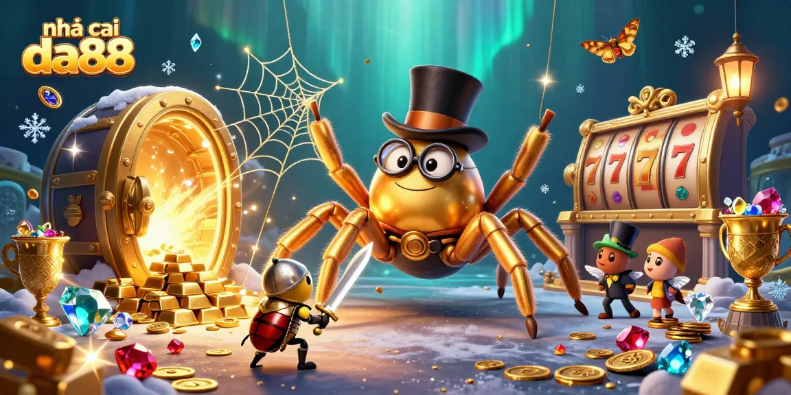 Catch the excitement of nhà cái da88 with a vibrant casino scene featuring characters and treasure elements.