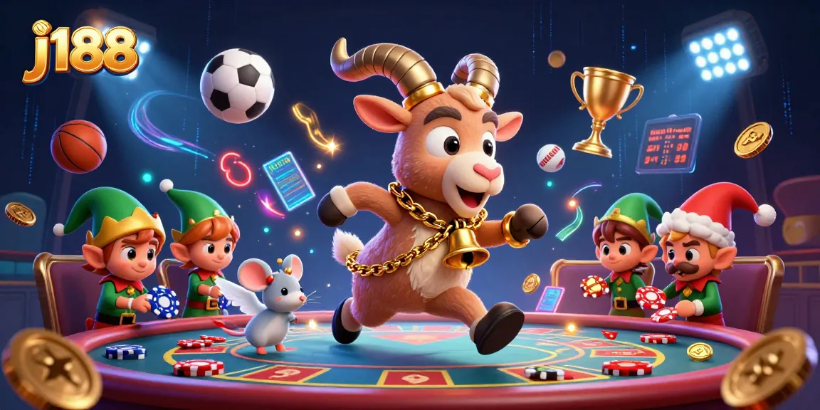Engage in thrilling games at j188's festive casino with lively characters and vibrant elements.