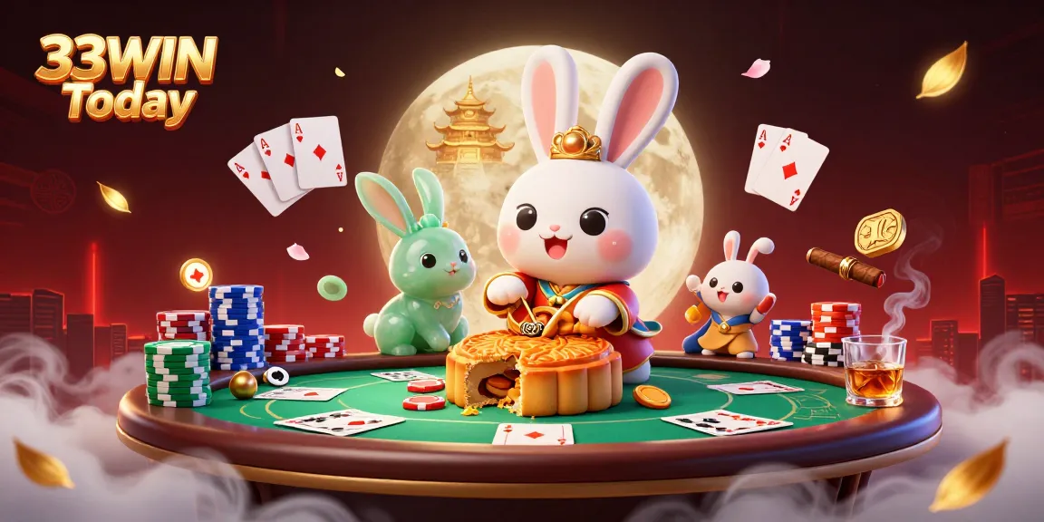 Experience exhilarating gameplay with 33WIN Today, where moon rabbits reveal poker chips in a vibrant casino