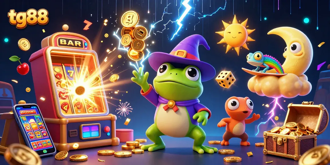 Experience winning excitement with tg88's vibrant 3D casino scene, featuring magical creatures and jackpot thrills.