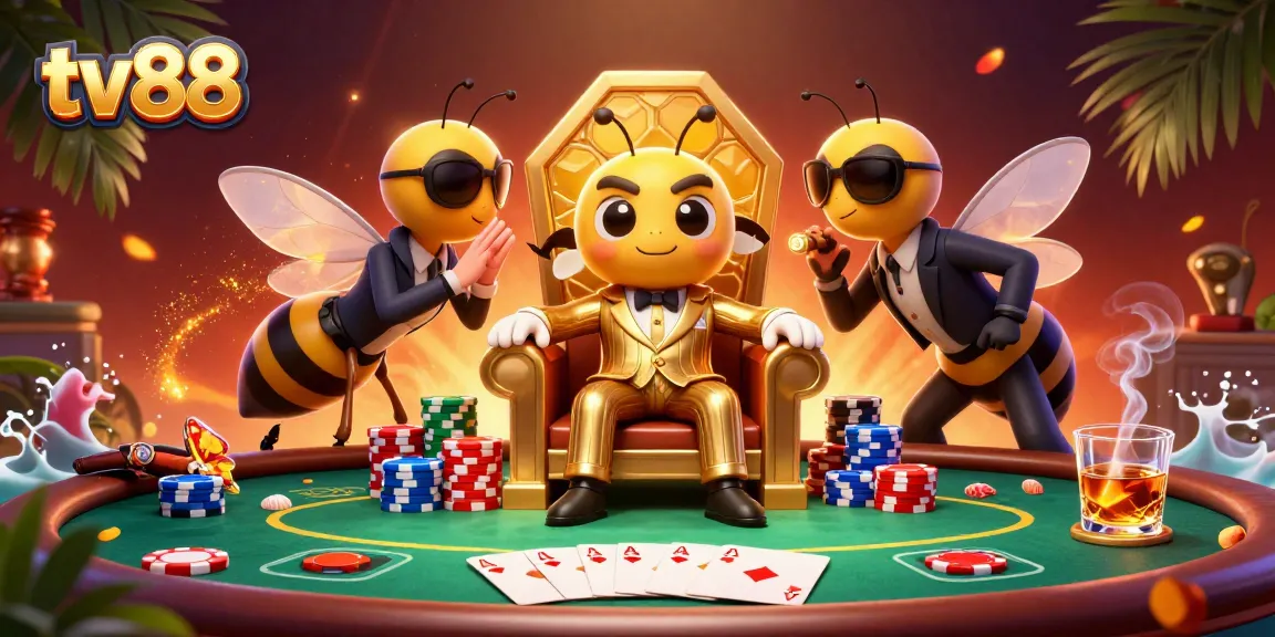Experience the excitement of tv88 with a dynamic poker scene featuring vibrant characters and rich elements.