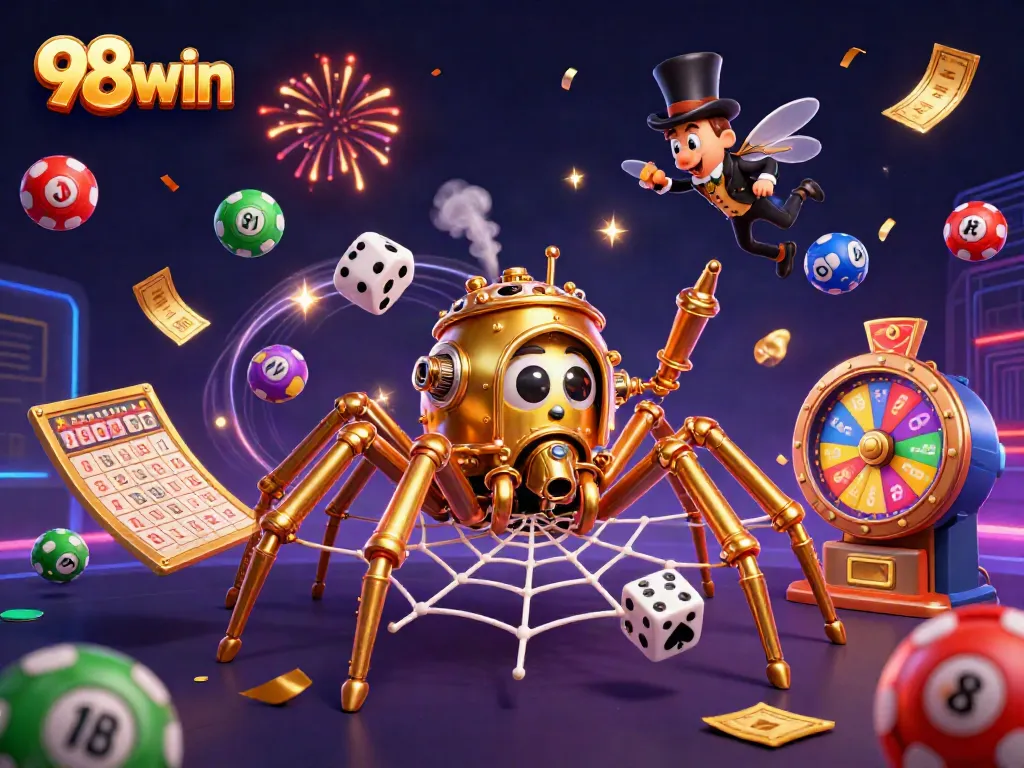 Engage with exciting games at 98win, featuring dynamic lottery balls and a captivating steampunk theme.