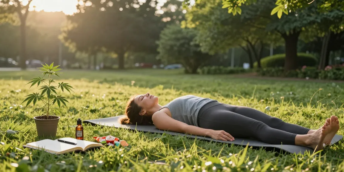 Ministry of Cannabis CBD oil used in a serene outdoor yoga session, highlighting natural wellness and relaxation.