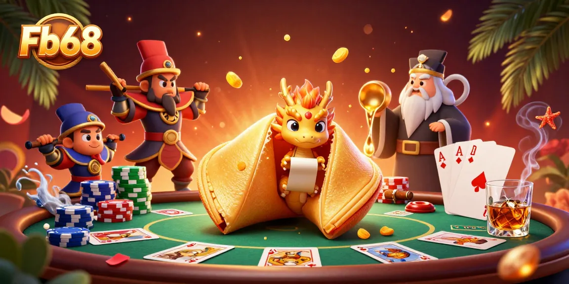 Engage with the thrilling world of Fb68, featuring a dynamic casino scene filled with poker action and vibrant characters.