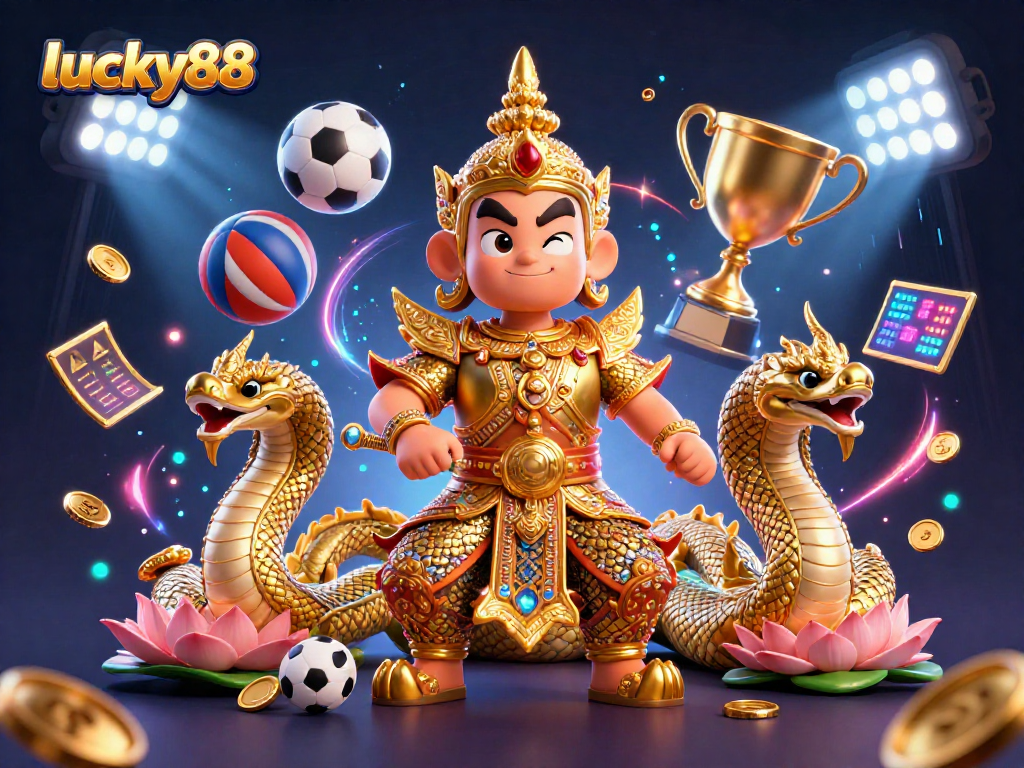 Experience thrilling gameplay with lucky88 and vibrant characters amidst dynamic sports elements.