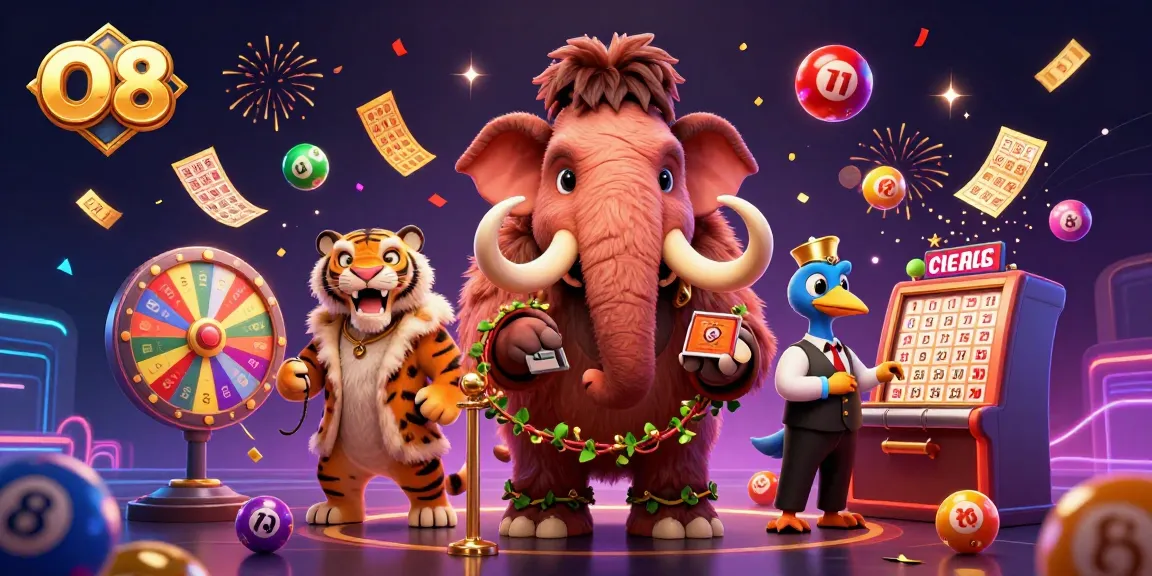 Experience thrilling gaming at O8 with vibrant designs featuring a mammoth and tiger in a casino scene.