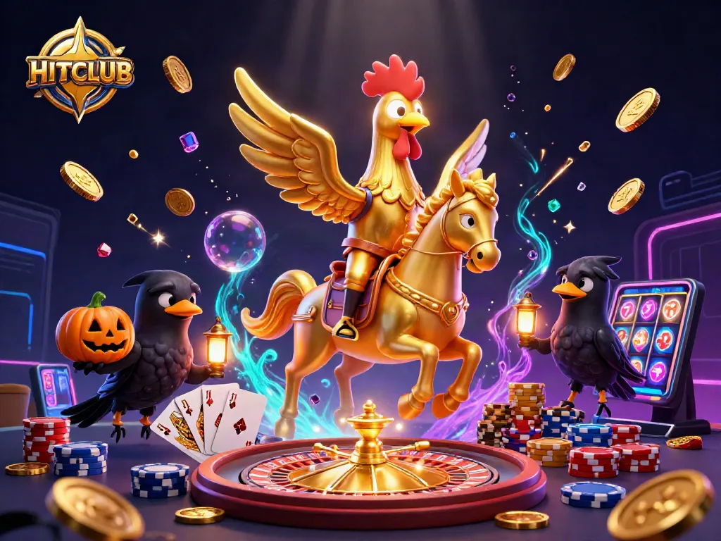 Join HITCLUB in a thrilling 3D casino adventure filled with sparkling coins and dynamic gaming elements.