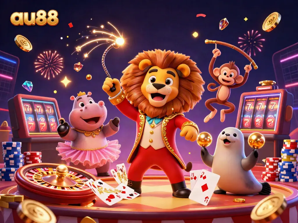 Experience the vibrant casino atmosphere with au88's lively characters and exciting game elements.