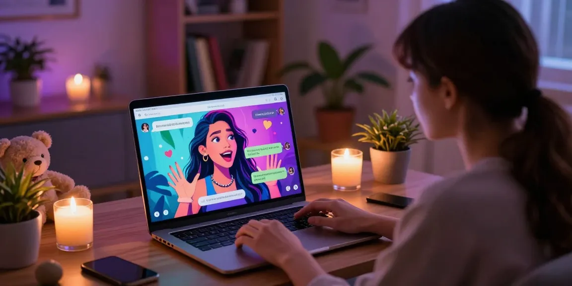 User enjoying vibrant NSFW AI character interactions with cozy lighting and personal touches, highlighting ai nsfw engagement.