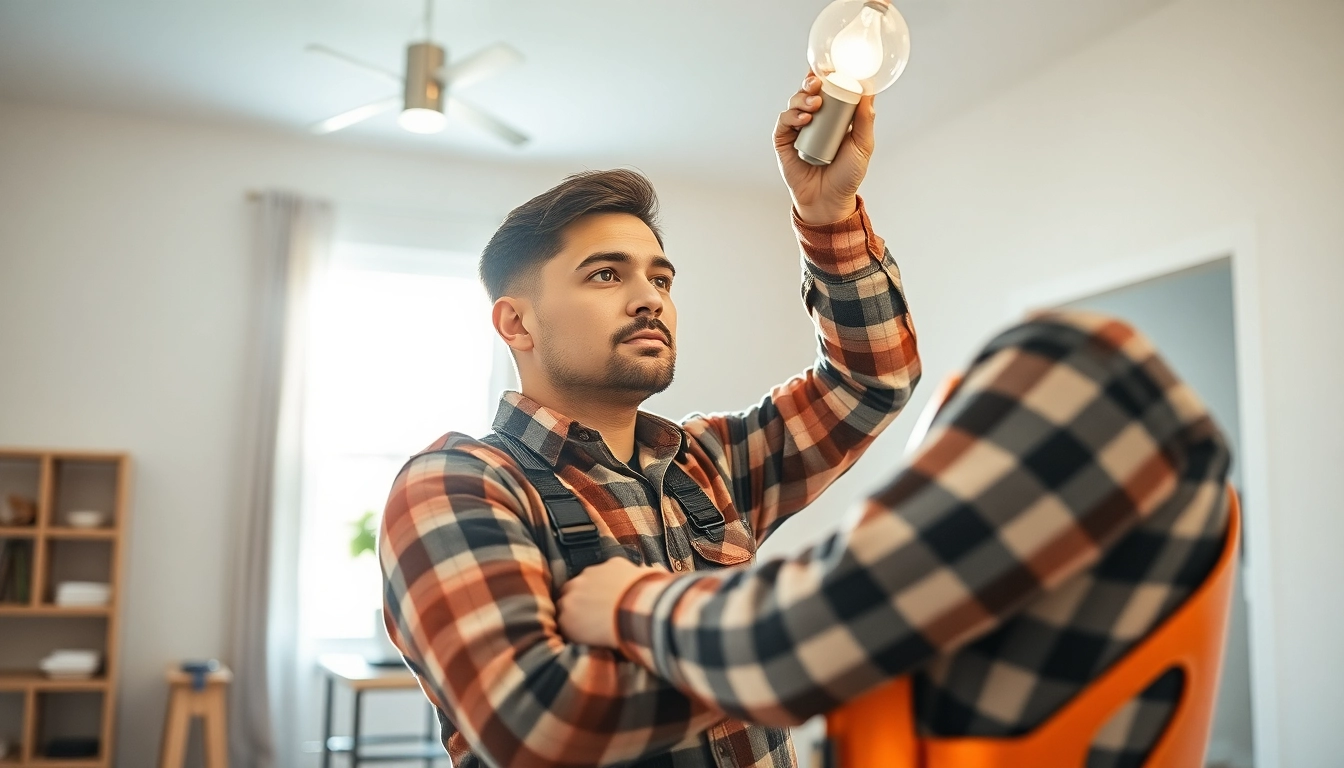 Electricians in Vancouver installing lighting fixtures in a modern home.