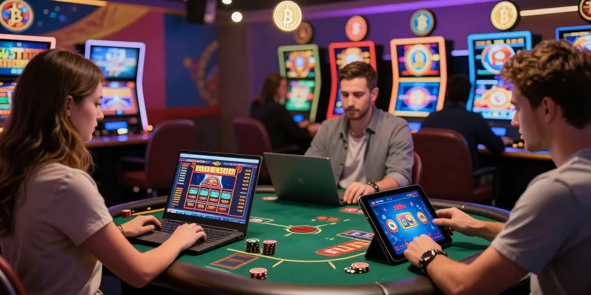Scena di casino sicuri non AAMS che mostra diversi giocatori che si divertono con giochi online, con grafica vivace e atmosfera coinvolgente.