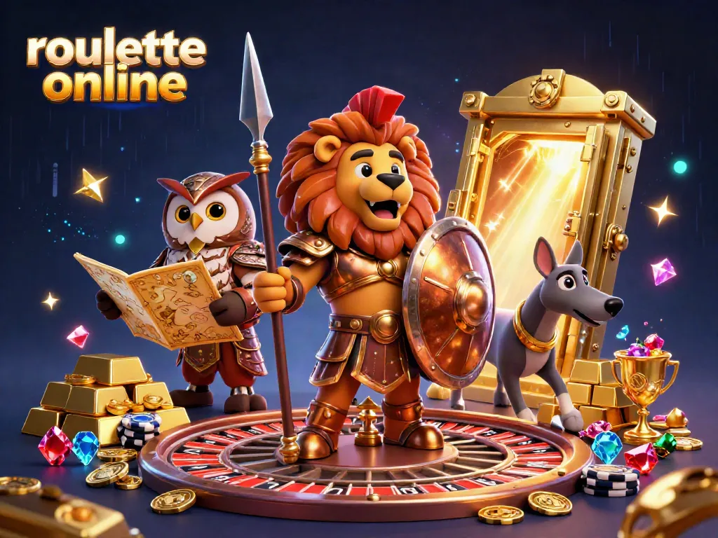 Experience the excitement of roullete online with vibrant casino elements in a dynamic 3D scene.