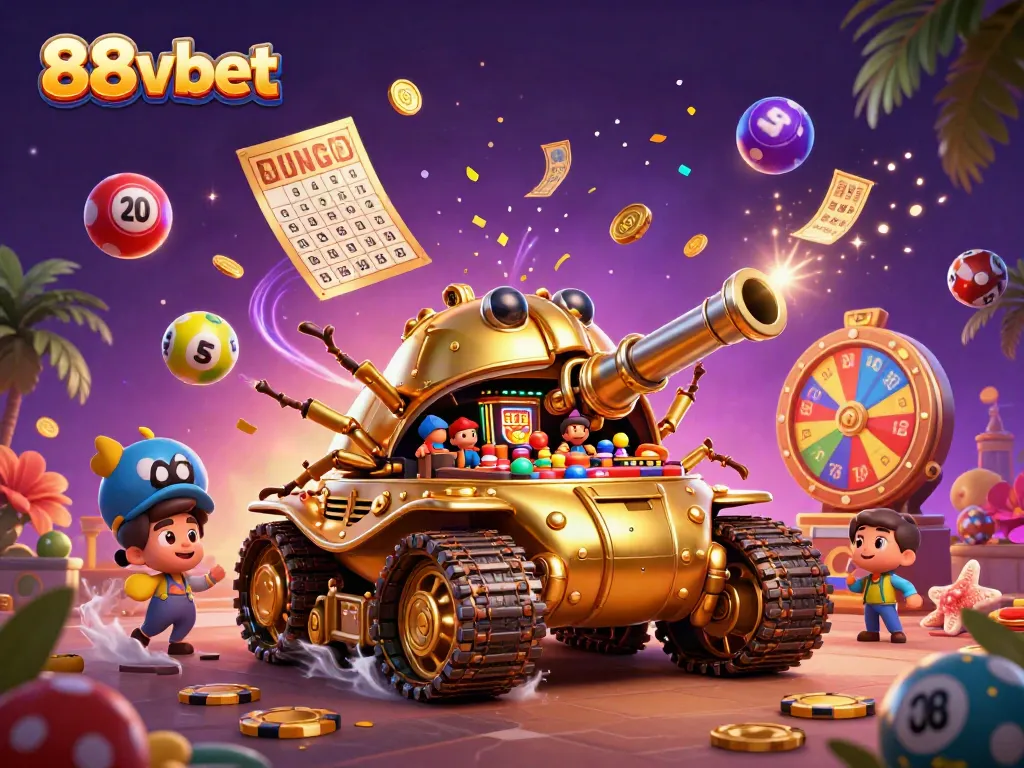 Experience the vibrant world of 88vbet with a dynamic gaming scene featuring a golden beetle tank.