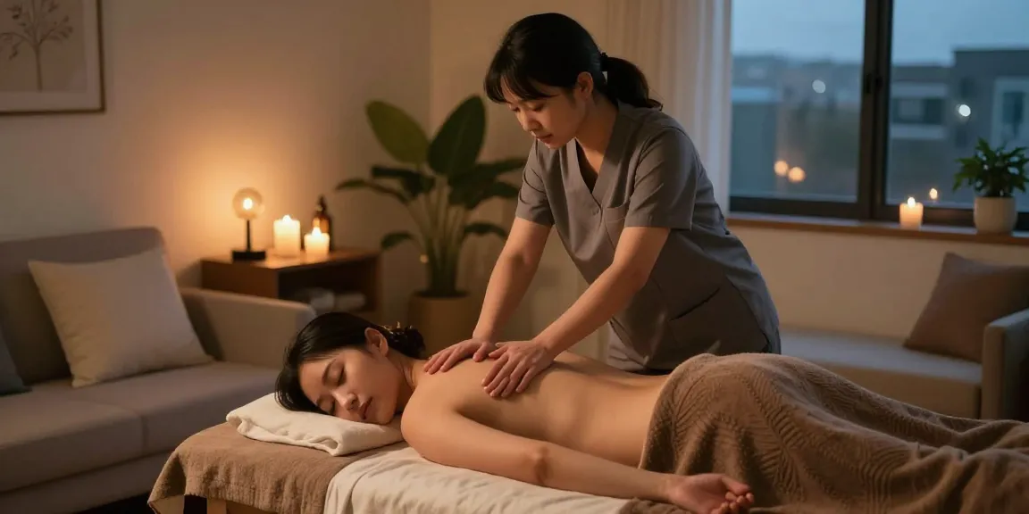 Relaxing 김포출장안마 session with a professional therapist providing Swedish massage in a cozy living room setting.