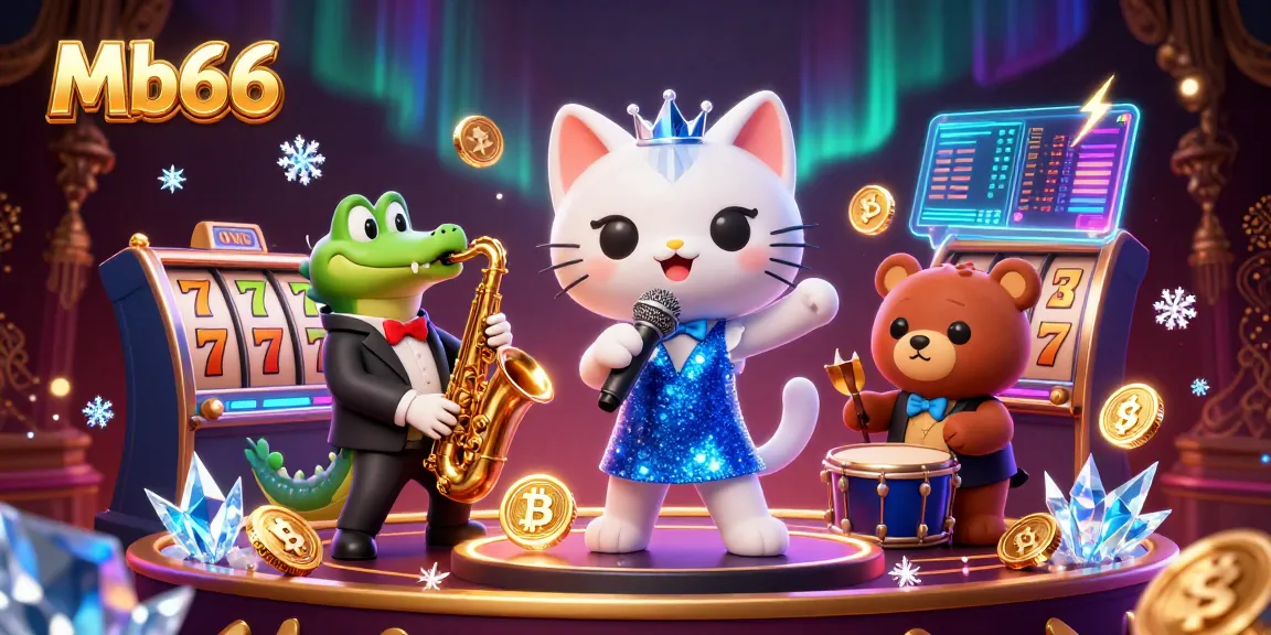Experience the thrilling ambiance of Mb66's vibrant casino with a lively jazz scene filled with characters.