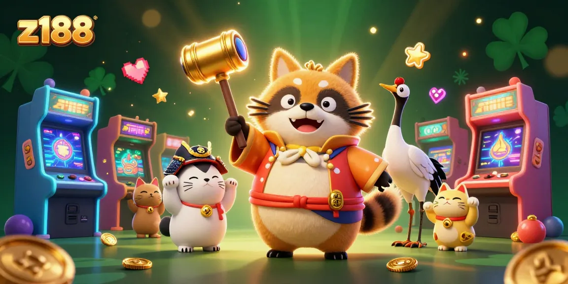Experience z188's immersive casino gaming with cheerful characters and vibrant gaming elements.