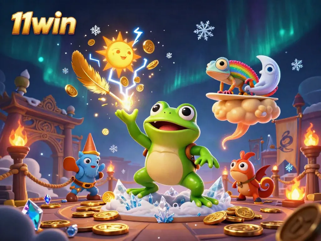 Experience the thrill of winning at 11win with a vibrant 3D casino scene featuring magical elements and dynamic characters.