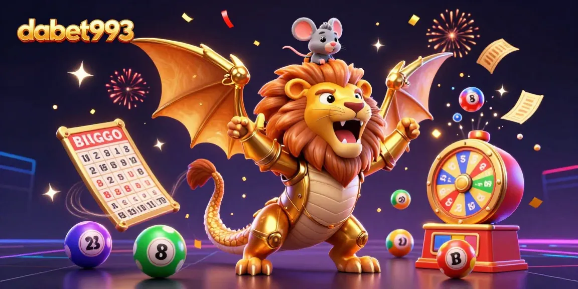 Dabet993 elevates excitement as players engage triumphantly with dynamic lottery elements in a vivid illustration.