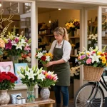 Flower delivery Devon service displaying vibrant floral arrangements in a charming florist shop.