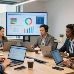 IT support for small business London team collaborating in a modern office setting, showcasing real-time monitoring and proactive IT support.